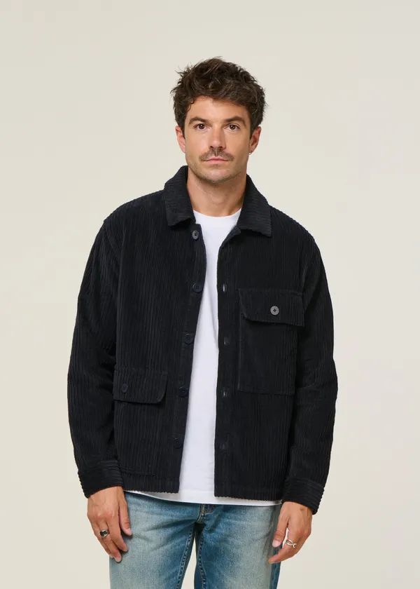 Veste velours en coton bio | marine "navy corduroy gabin shirt", Thinking Mu