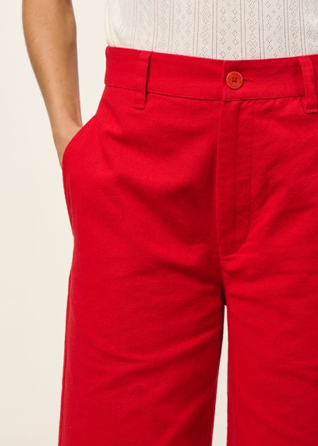 Pantalon en coton bio | rouge "clavel karina pants - red" - Thinking Mu