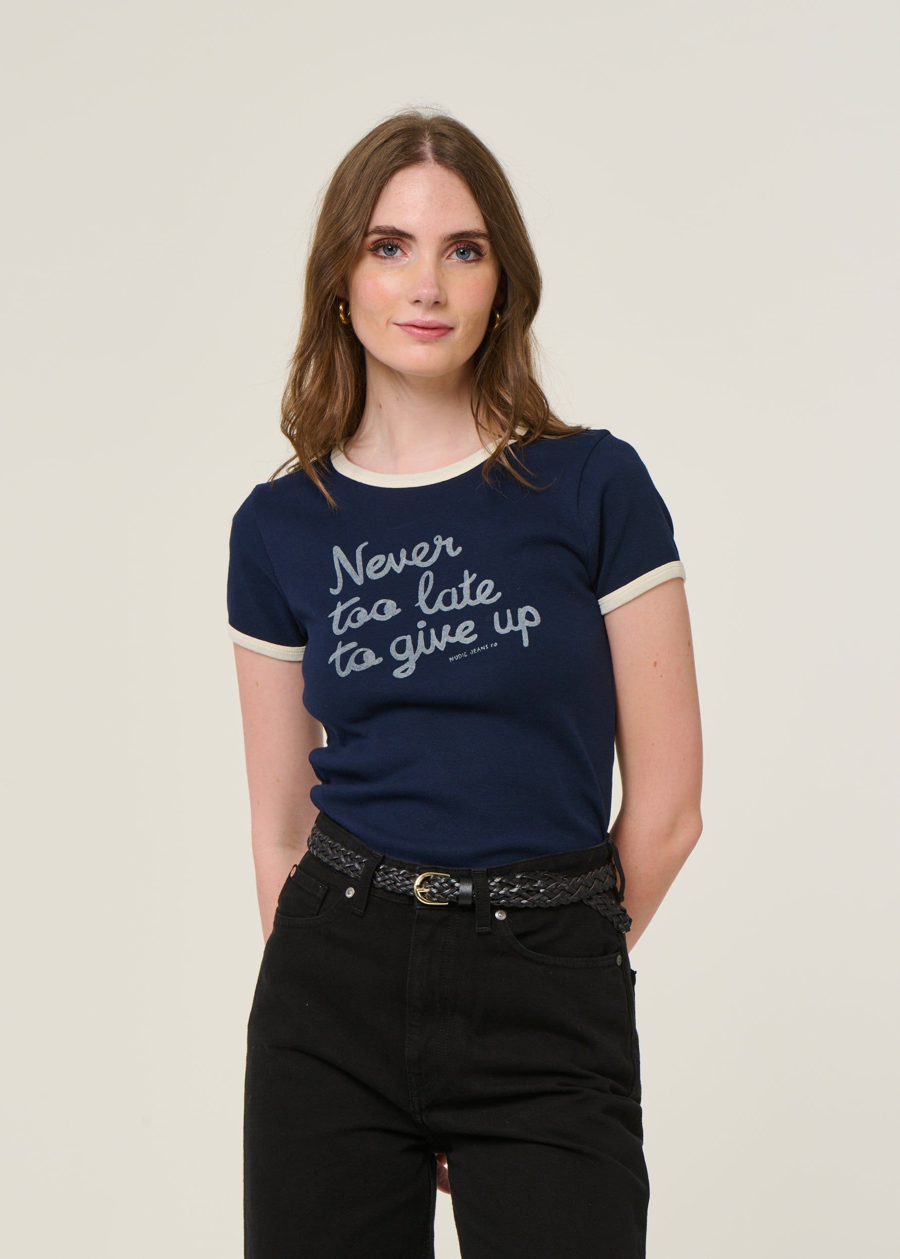 T-shirt en coton bio | bleu "eve ringer too late t-shirt - blueberry", Nudie Jeans, photo 4