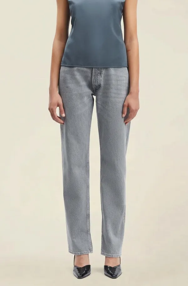 Jean droit en coton bio et recyclé | gris "susan jeans split mist", Samsoe Samsoe