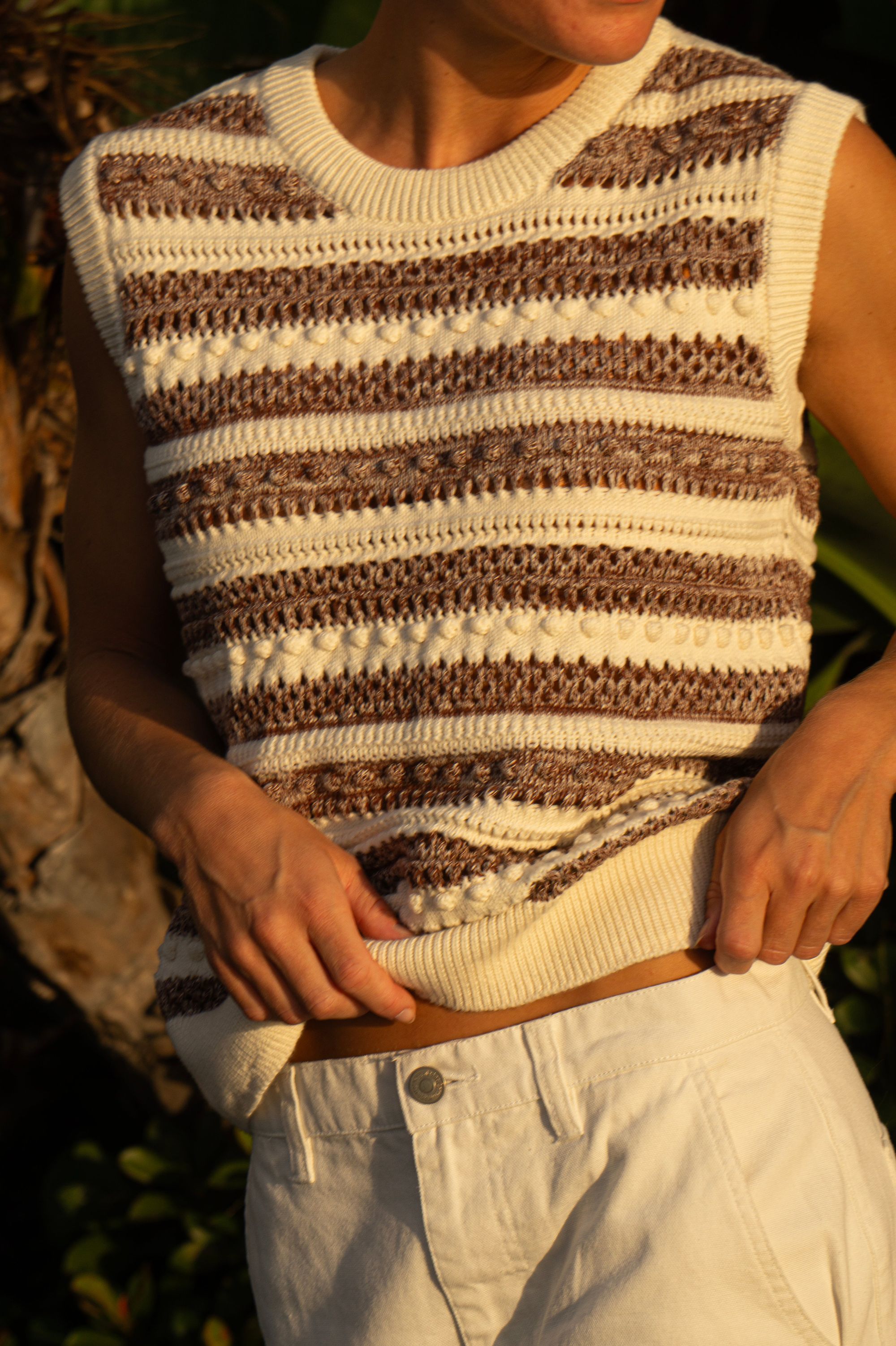 Pull sans manches en coton bio | rayé multicolore "crew neck vest multi color stripe", Knowledge Cotton Apparel, photo 1