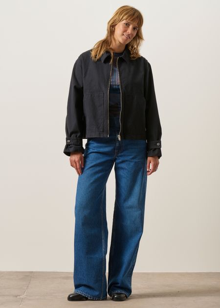 Veste en toile de coton biologique | noir "Lana jacket duck canvas - black" - Nudie Jeans