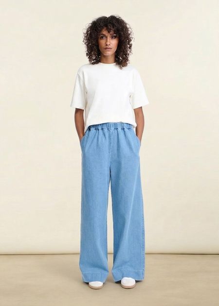 Pantalon en coton bio | denim clair "pacific" - émoi émoi