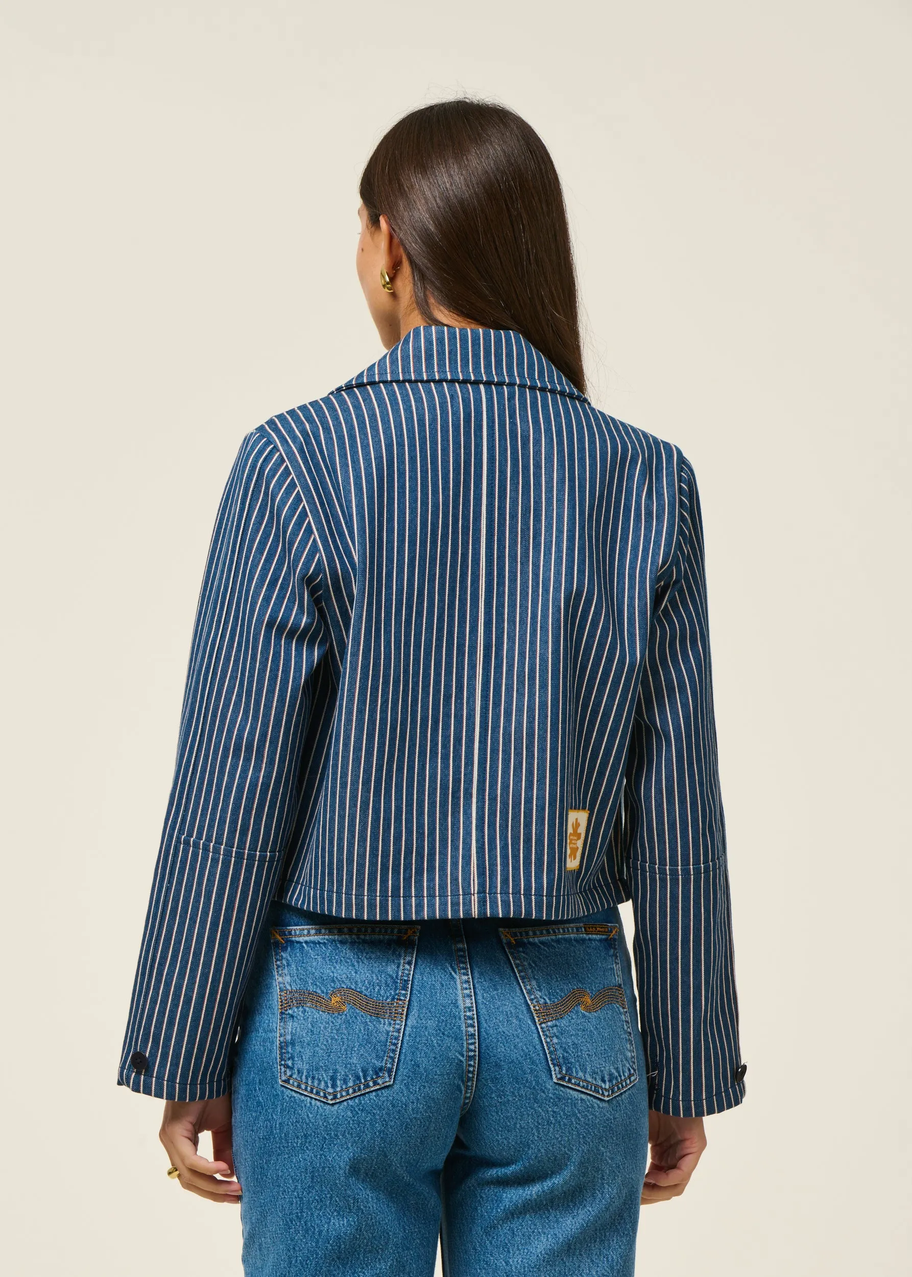 Veste en coton bio | rayé "railway stripes astrid jacket", Thinking Mu, photo 5