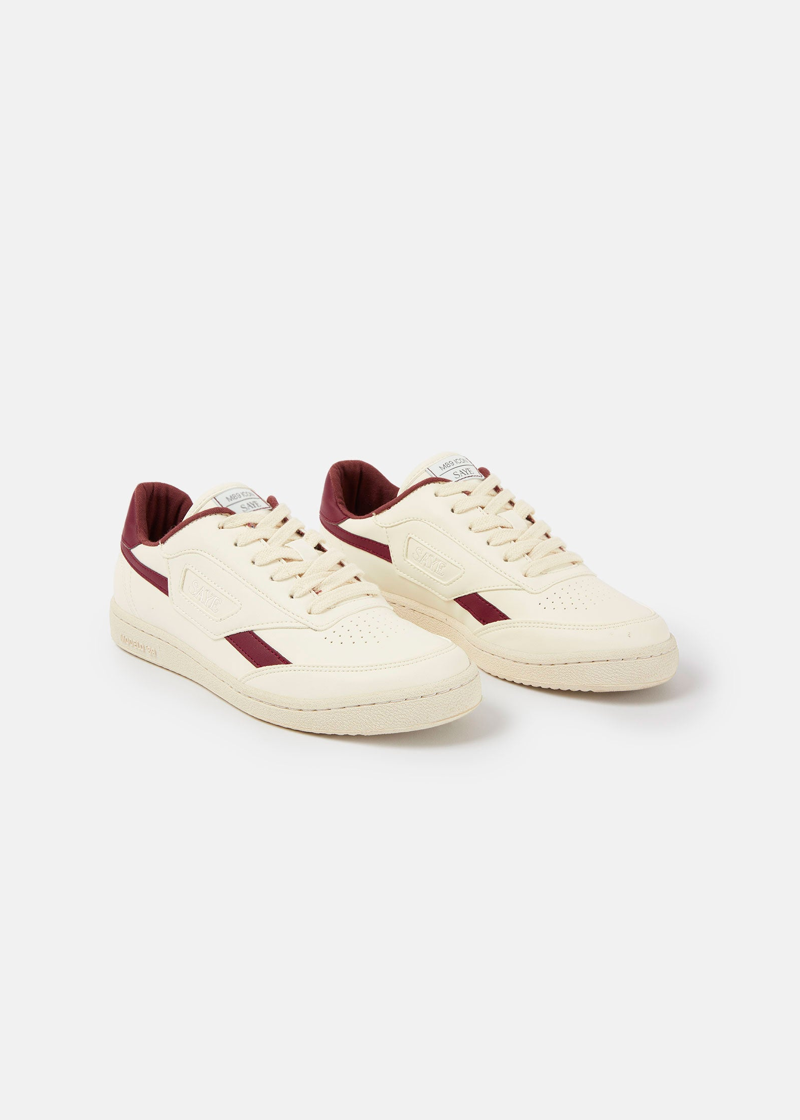 Vegane Sneaker | Weiß und Bordeaux "Basket en recyclé - modelo '89 icon garnet", SAYE, Foto 4
