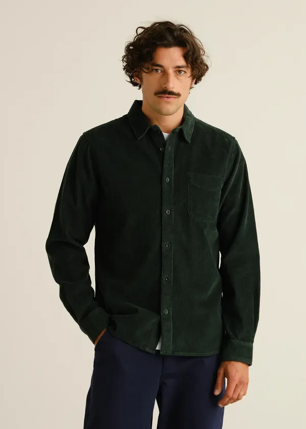 Chemise velours en coton bio | vert foncé "varberg", Dedicated