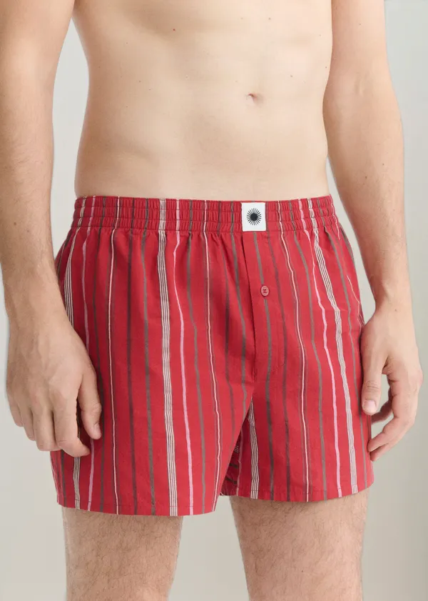 Caleçon en coton biologique | rouge "Red steffi stripes boxer - multicolor", Thinking Mu