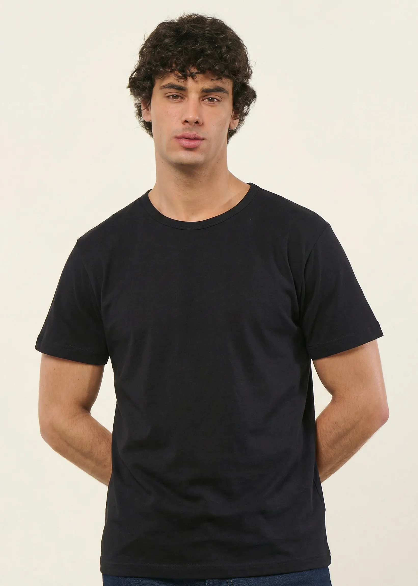 T-shirt classique en coton lin upcyclé | noir, WeDressFair, photo 1