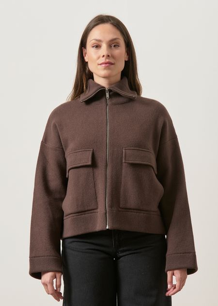 Jacke aus Baumwolle und Bio-Wolle | Braun "cotton-wool knit jacket - claystone", Armedangels, Foto 1