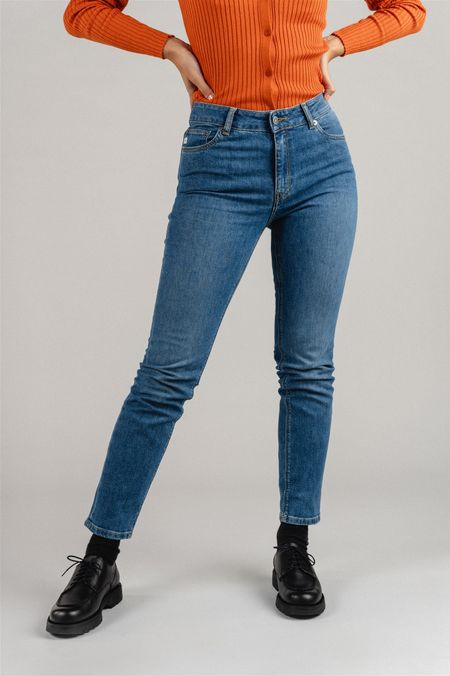Slim-Jeans aus Bio-Baumwolle und recycelter Baumwolle | Blau "easy go used stone", Mud Jeans, Foto 1