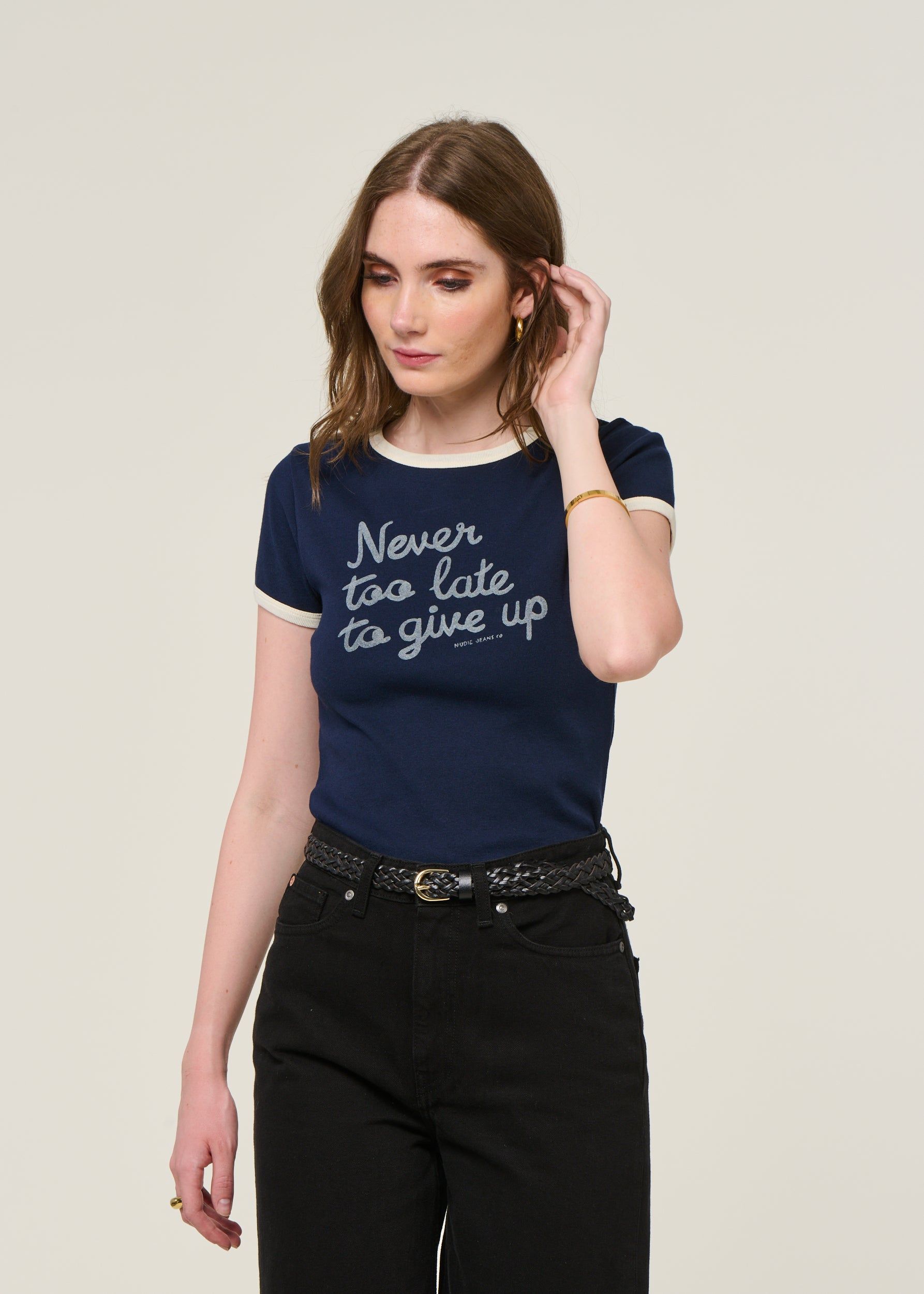 T-shirt en coton bio | bleu "eve ringer too late t-shirt - blueberry", Nudie Jeans, photo 1