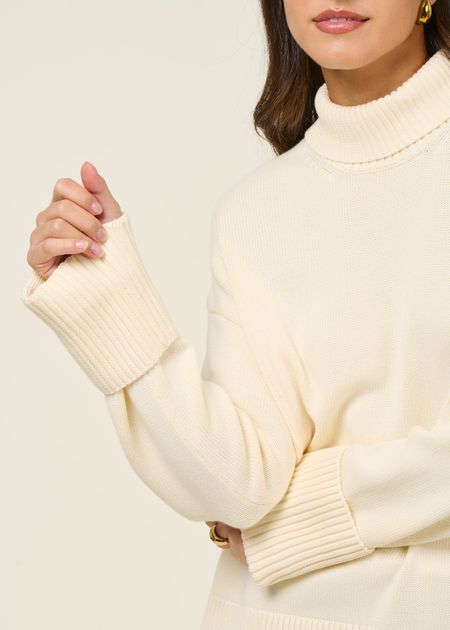 Pull col haut en coton bio | écru "crew neck - egret" - Knowledge Cotton Apparel