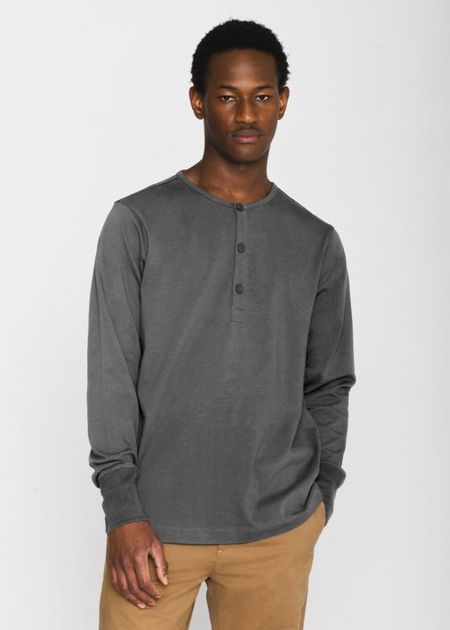 T-shirt manches longues en coton bio | gris "bo long sleeve henley dark grey melange"