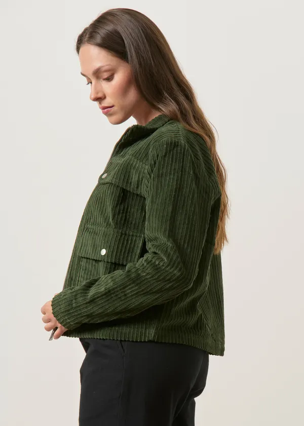 Veste velours en coton bio | vert "Bottle green corduroy celia jacket", Thinking Mu