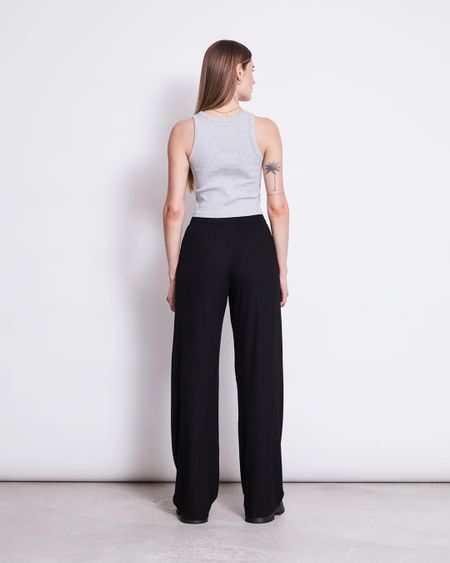 Pantalon large côtelé en tencel version courte | noir "smilla black short", Jan'n June, photo 3