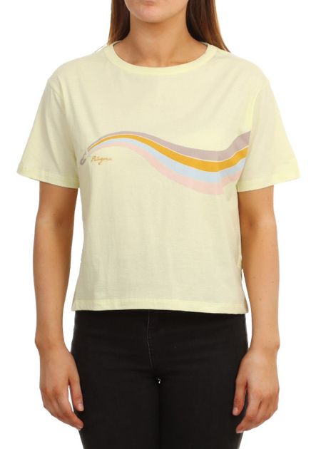 T-shirt jaune imprimé en coton bio - psychedelic slider