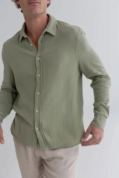 Chemise en gaz de coton bio | vert clair "Unyee - light green" - Twothirds