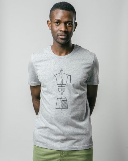 T-shirt gris imprimé en coton bio - how to moka