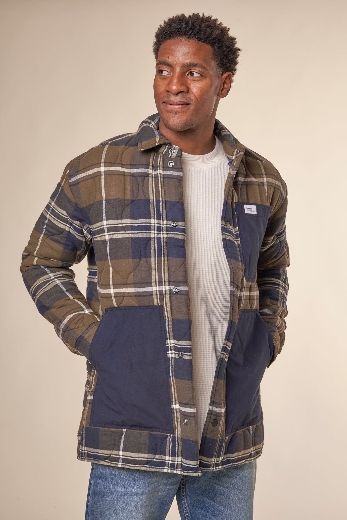 Steppjacke aus Bio-Baumwolle und recyceltem Material | Kariert "checked quilted overshirt green check", Knowledge Cotton Apparel, Foto 3