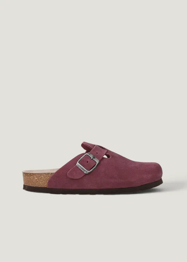 Sabots en cuir certifié | bordeaux "riva velour burgundy", Genuins