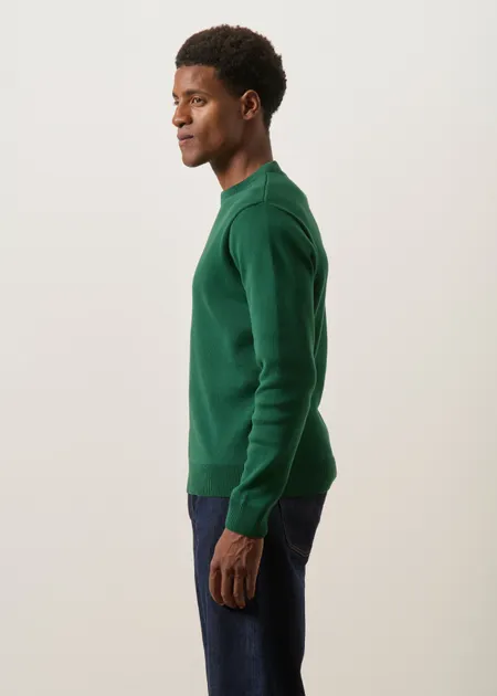 Pull interlock en coton bio |  vert forêt, WeDressFair, photo 5