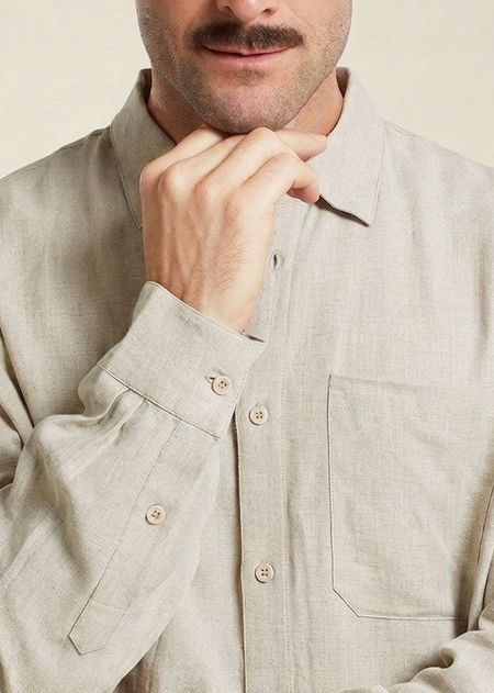 Chemise en lin | beige "Shirt rute linen ecru" - Dedicated
