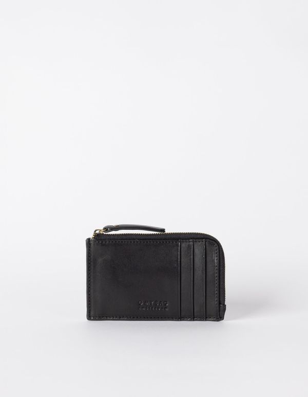 Portefeuille en cuir certifié | noir "lola - black classic leather", O My Bag