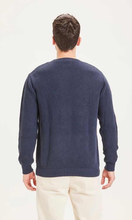 Pull bleu nuit en coton bio - valley total eclipse, Knowledge Cotton Apparel, photo 3