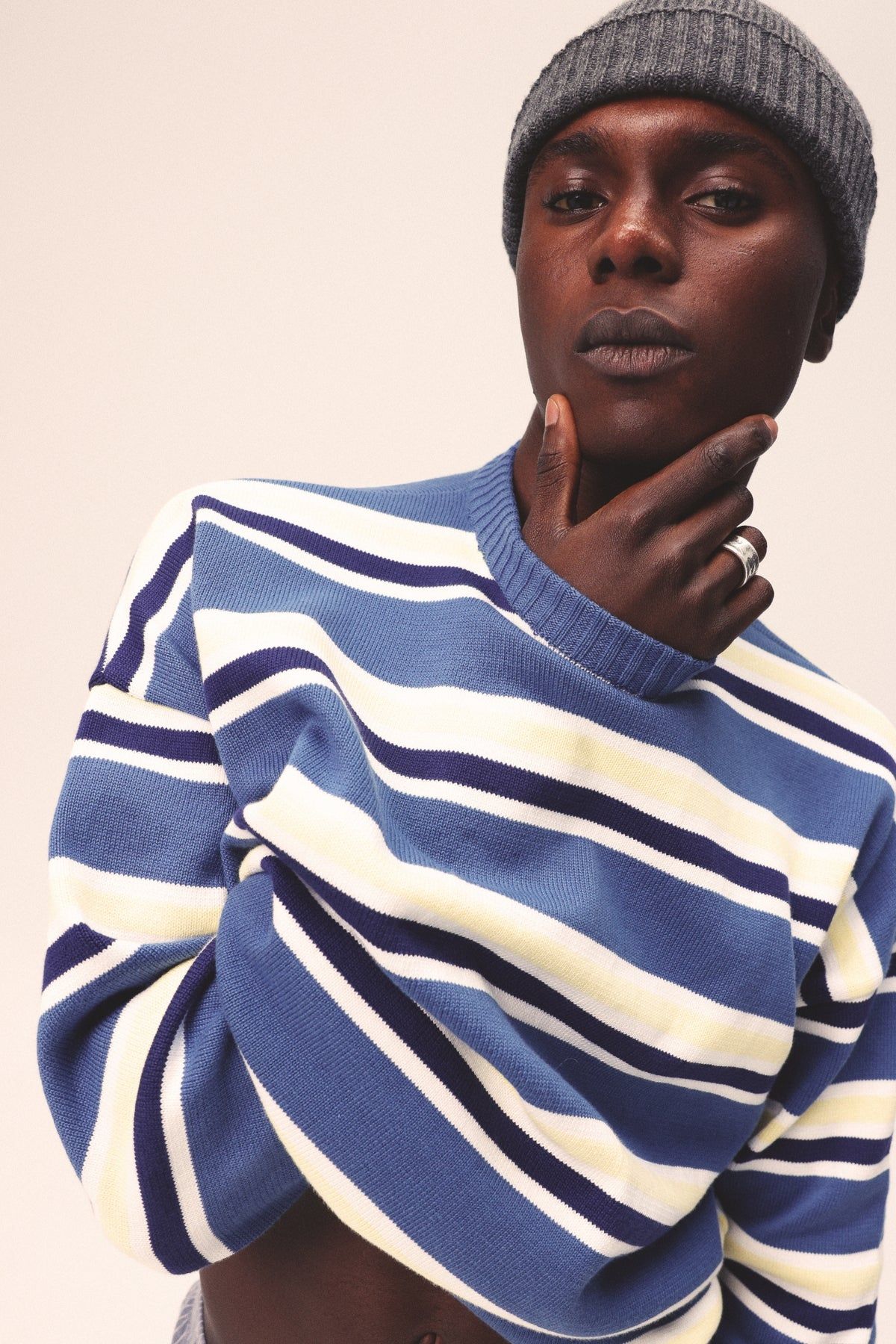 Pullover aus Bio-Baumwolle | gestreift "Jersey bright blue", NWHR, Foto 1
