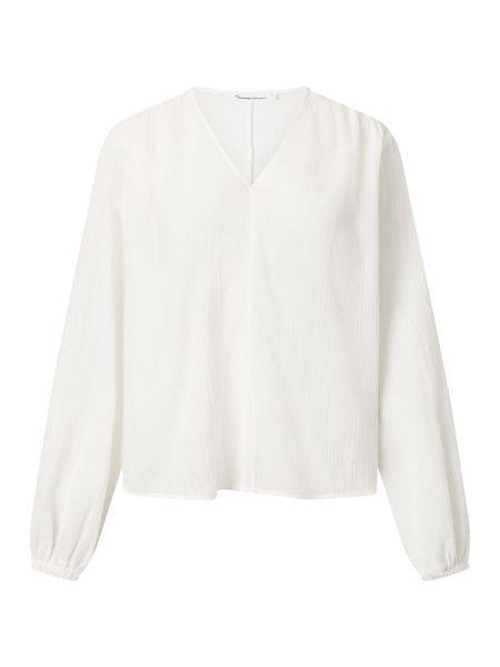 Blouse blanche en crêpe de coton bio - a-shape volume sleeved shirt snow white