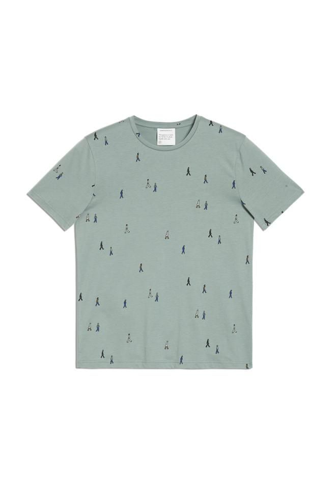 T-shirt vert motifs en coton bio - jaames people, Armedangels, photo 1