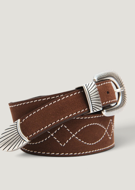 Ceinture en cuir à tannage végétal | marron "Western ranch suede belt - toffee-brown", Nudie Jeans, photo 4