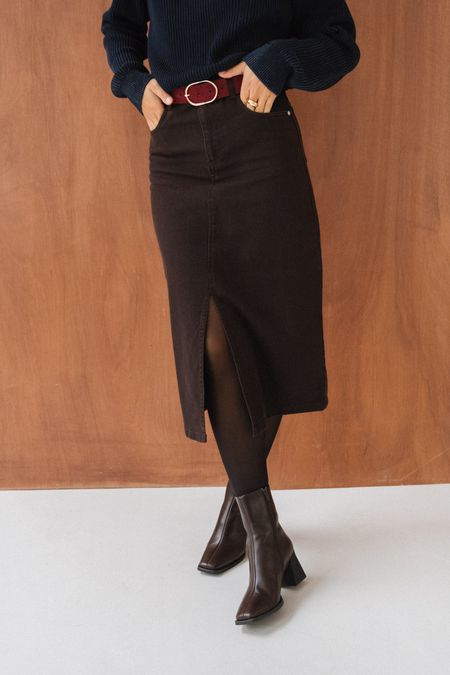 Jupe mi-longue twill en coton bio | marron "twill skirt - chocolate torte", Knowledge Cotton Apparel, photo 3
