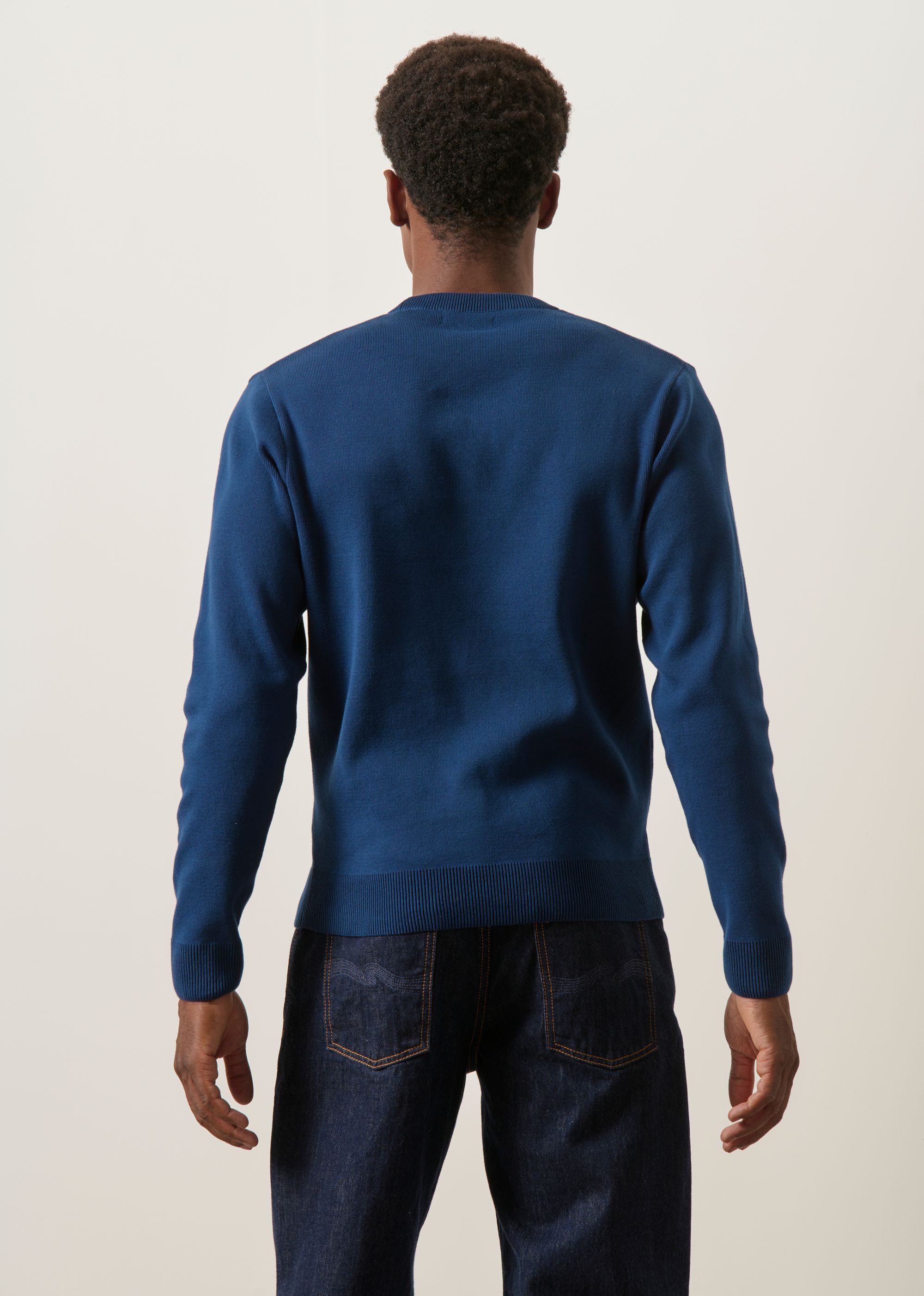 Pull interlock en coton bio |  marine, WeDressFair, photo 4