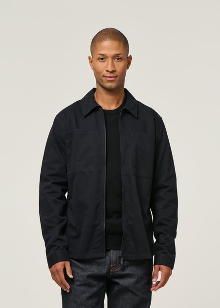 Veste en coton bio | noir "twill overshirt - black jet"