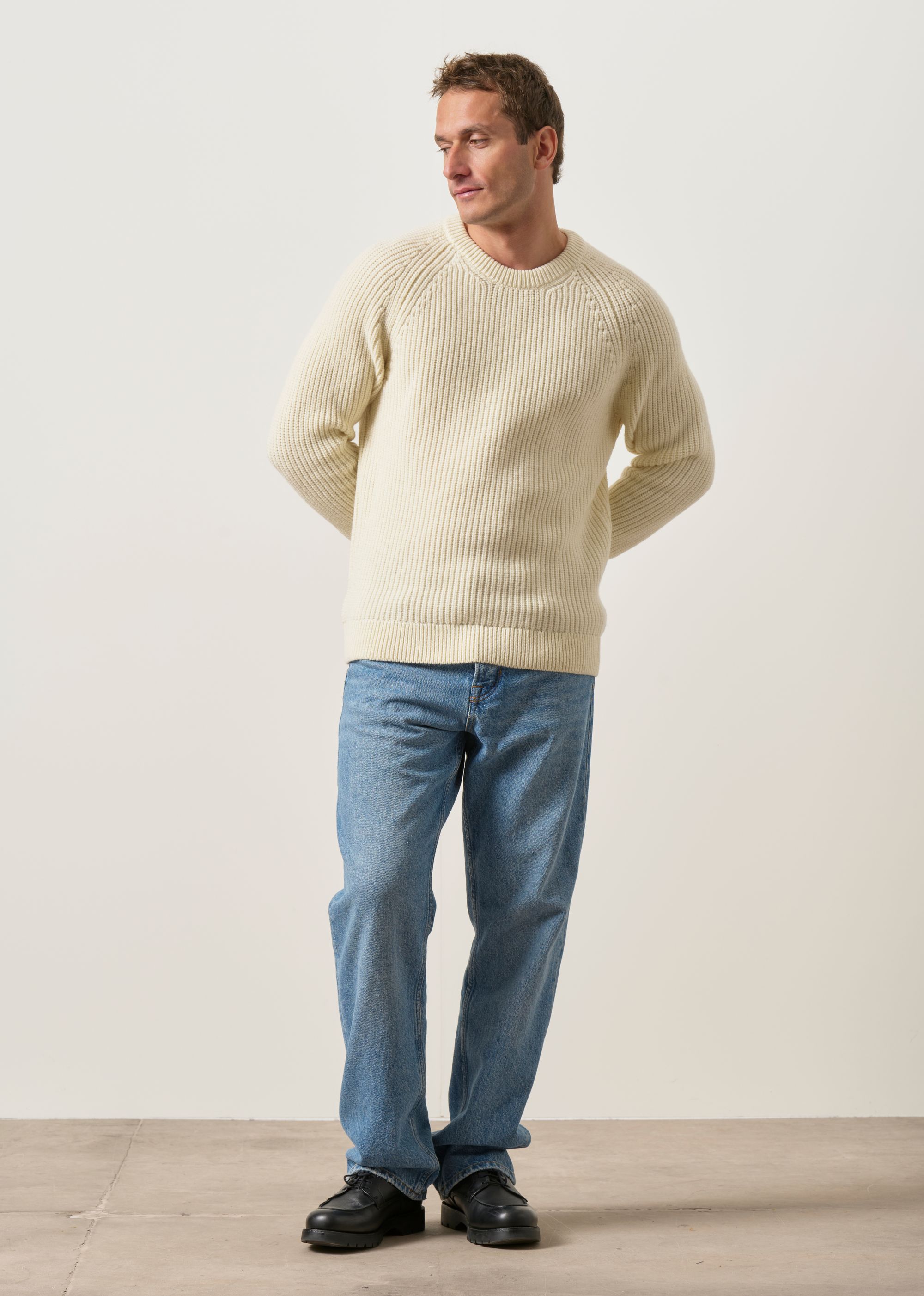Pull raglan côtes anglaises en laine mérinos | écru, WeDressFair, photo 2