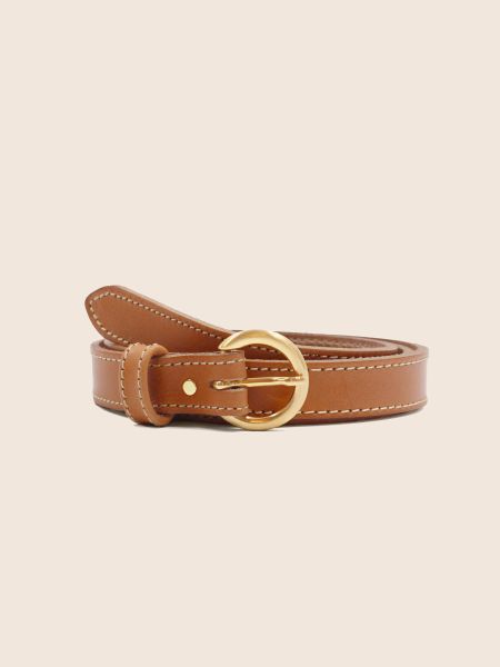 Ceinture en cuir certifié à tannage végétal | camel "boucle d'or"