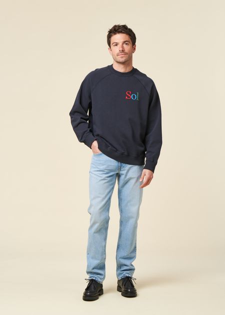 Sweatshirt aus Bio-Baumwolle | Blau "sol type navy pepe sweatshirt - blue", Thinking Mu, Foto 3