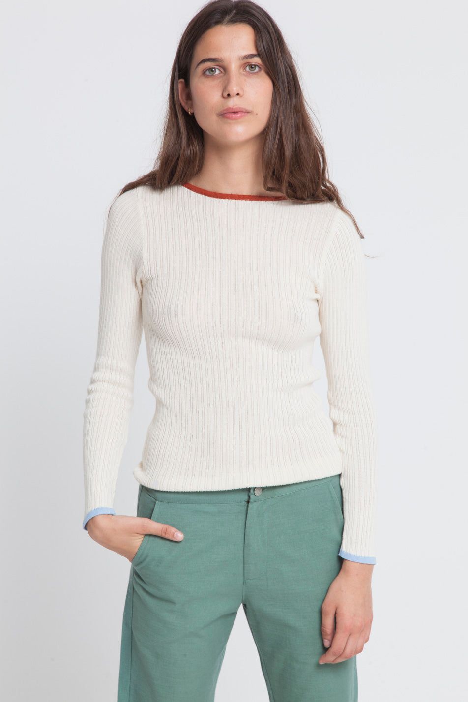 Pantalon droit vert en coton bio - dafne, Thinking Mu, photo 2