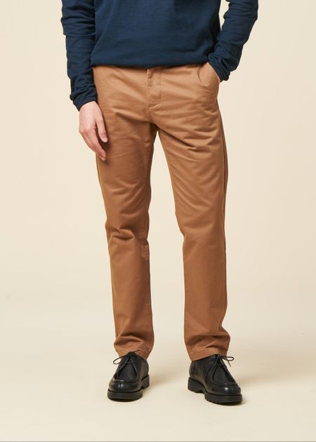 Chino droit en coton bio | camel  "chuck regular chino twill pants tuffet" - Knowledge Cotton Apparel