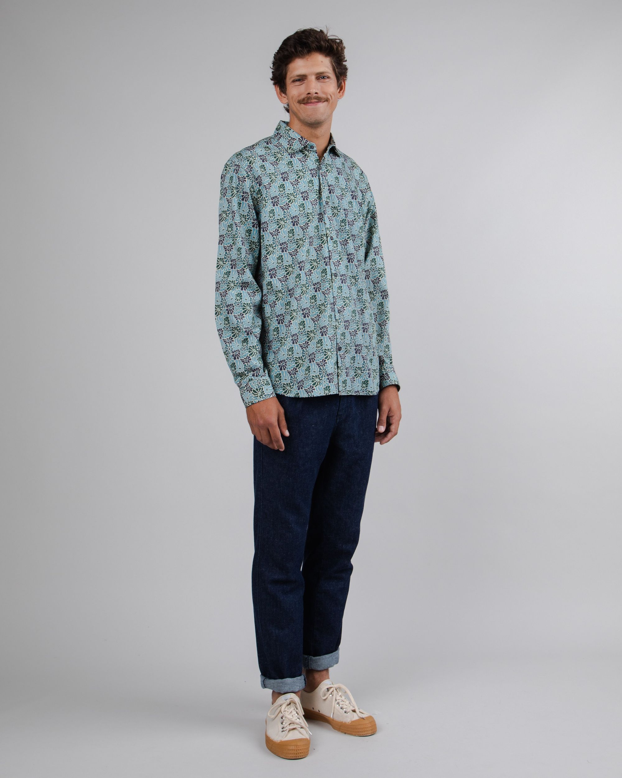 Gemustertes Hemd aus Bio-Baumwolle | Blau "spring regular shirt beige", Brava Fabrics, Foto 5