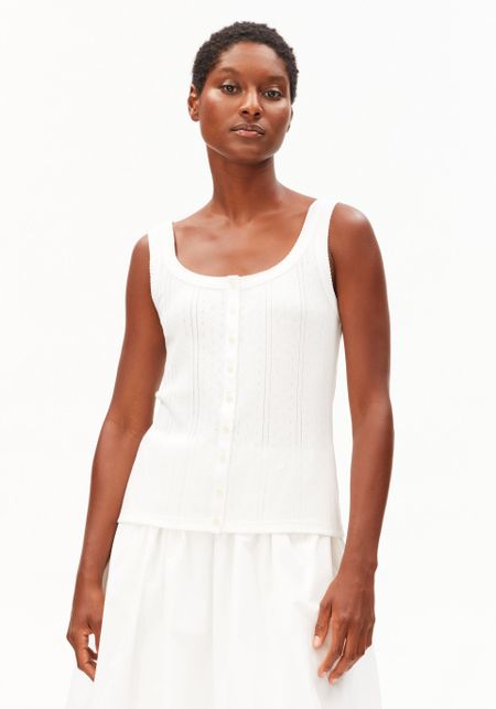 Débardeur pointelle en coton bio | blanc "Pointelle top - white" - Armedangels