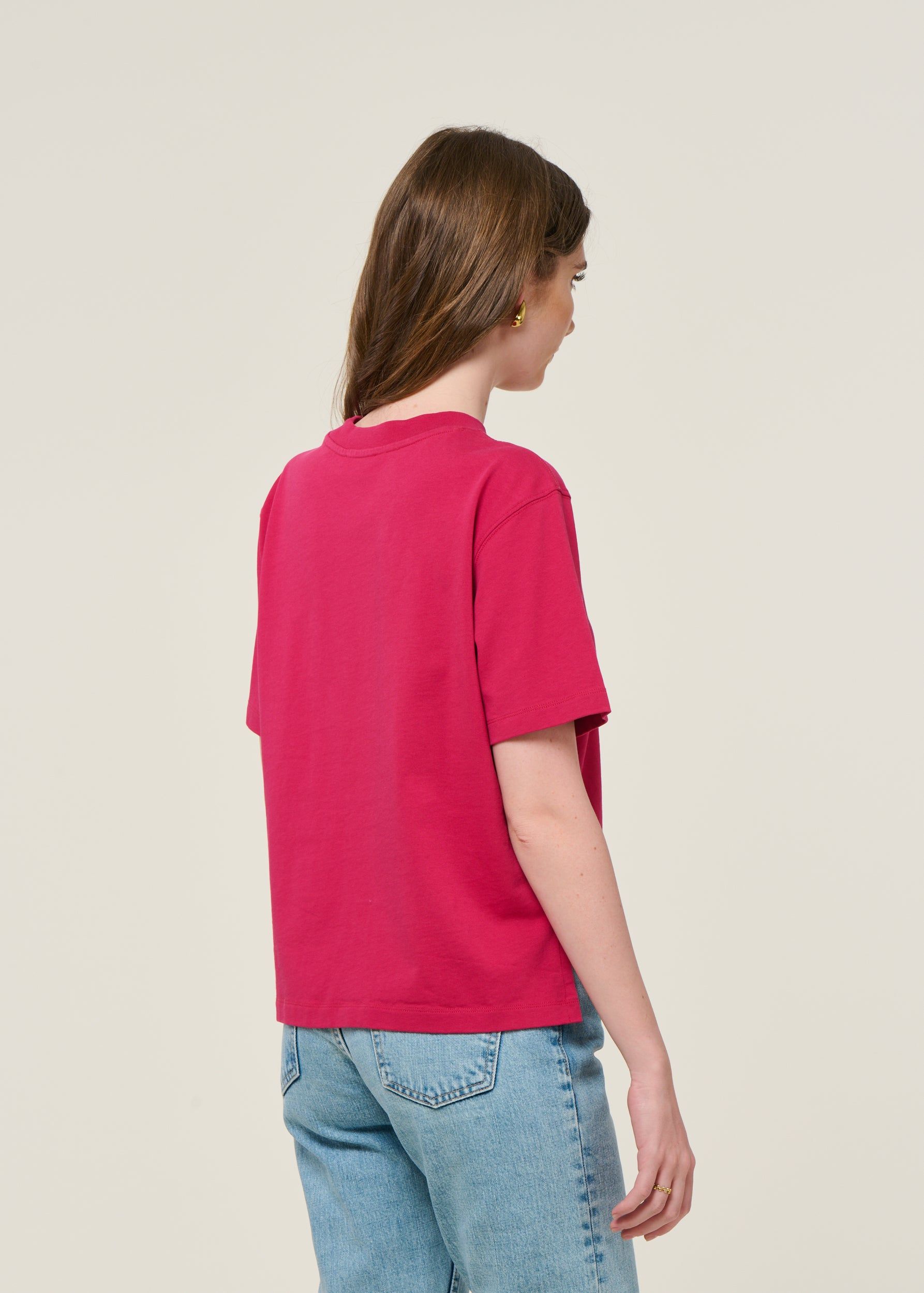 T-shirt boxy en coton bio | fuchsia, WeDressFair, photo 3