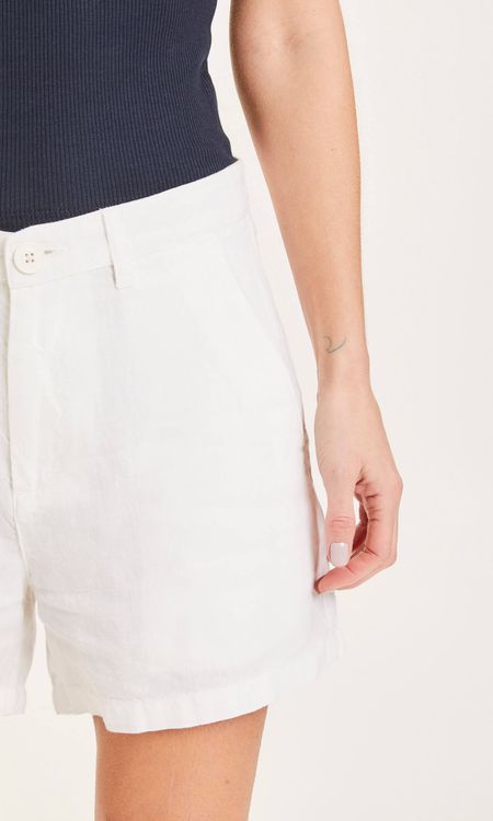 Short blanc en lin bio - senna - Knowledge Cotton Apparel