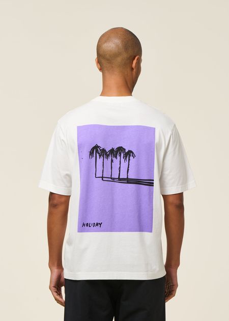 T-shirt en coton bio | blanc et violet "purple holiday tee - purple"