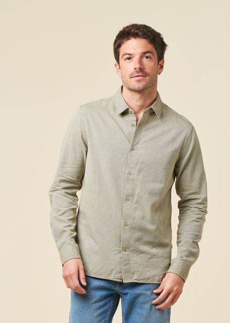 Chemise en coton biologique | vert "regular fit light twill shirt burned olive" - Knowledge Cotton Apparel