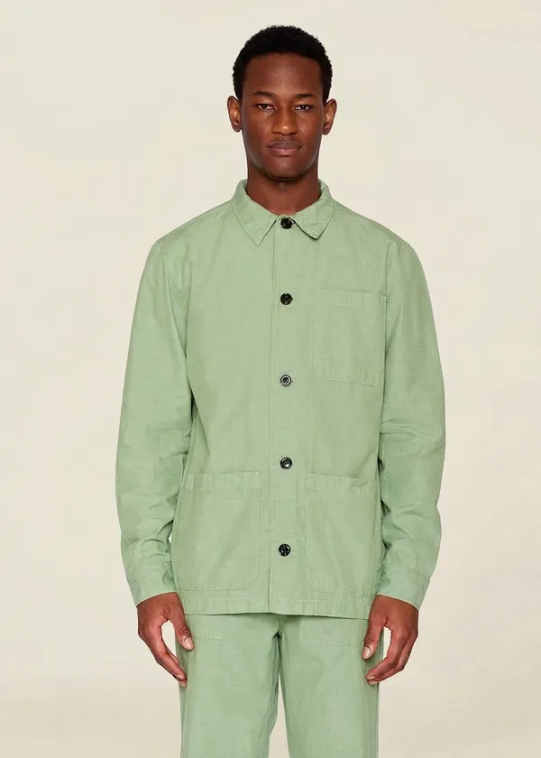 Surchemise en coton bio | vert "slub yarn overshirt shale green", Knowledge Cotton Apparel