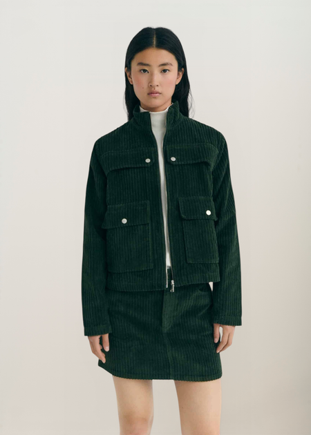 Veste velours en coton bio | vert "Bottle green corduroy celia jacket" - Thinking Mu