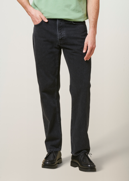 Jean droit large en coton bio | noir "rad rufus black vintage" - Nudie Jeans