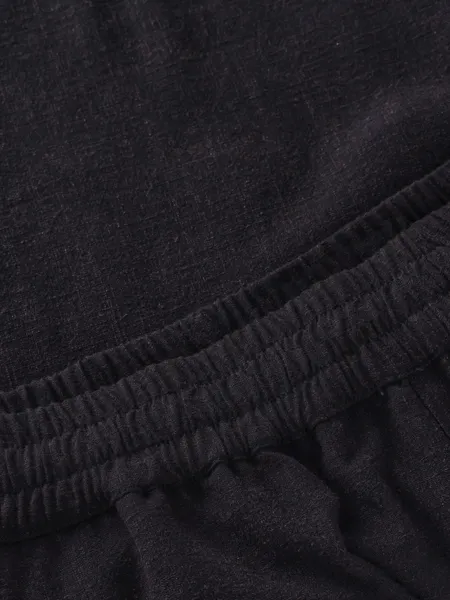 Short en ecovero et lin | noir "Posey linen-mix shorts black jet", Knowledge Cotton Apparel, photo 4